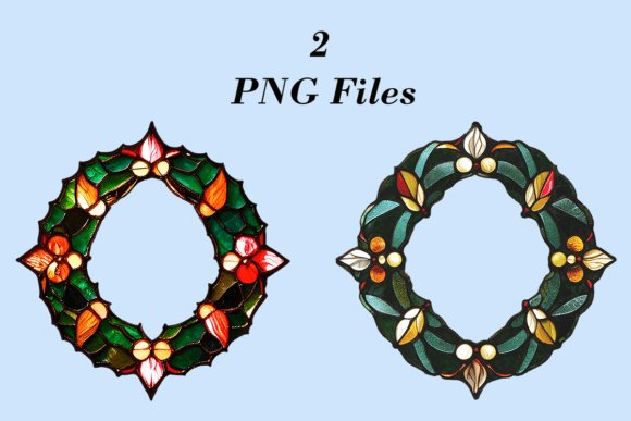 2 Stained Glass Style Christmas Wreaths: Freebies for Editorial Design