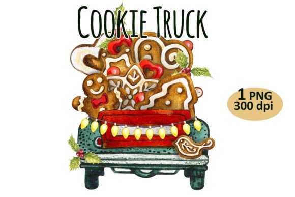 Christmas Cookie Truck Clipart PNG Sweet in Illustrations