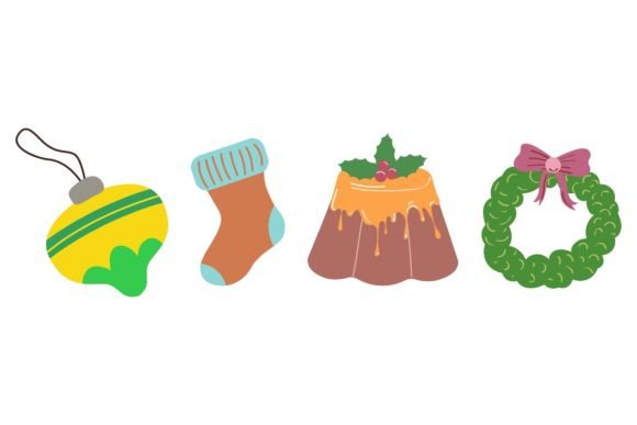 Christmas Element Collection Art: Festive Illustrations for Crafters