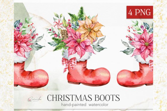 Christmas Floral Compositions Watercolor: Premium Illustrations