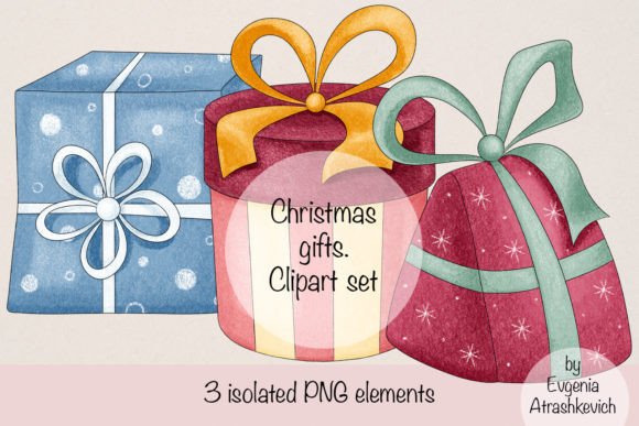 Christmas Gifts. Clipart Set - 3 PNG: A Designer's Review