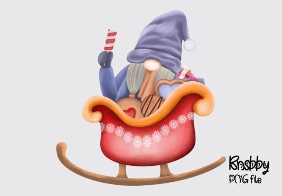 Christmas Gnome and Sled Clipart for Festive Illustrations
