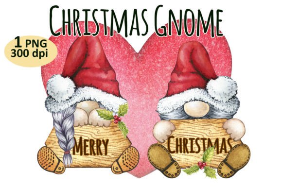 Christmas Gnome Clipart, PNG Sublimation for Illustrations