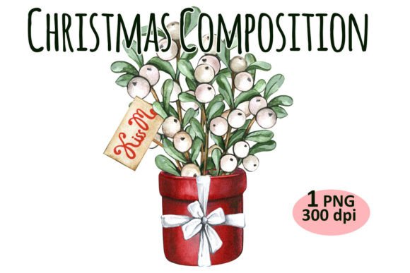 Christmas Mistletoe Gift Composition PNG Review