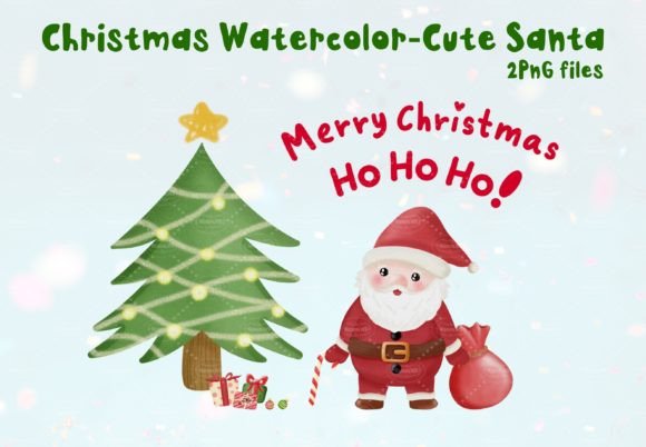 Christmas Watercolor -Cute Santa Clipart Review