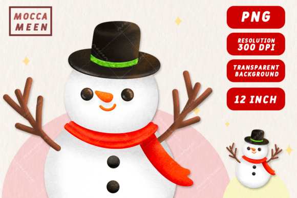 Cute Snowman Christmas Character for Illustrations