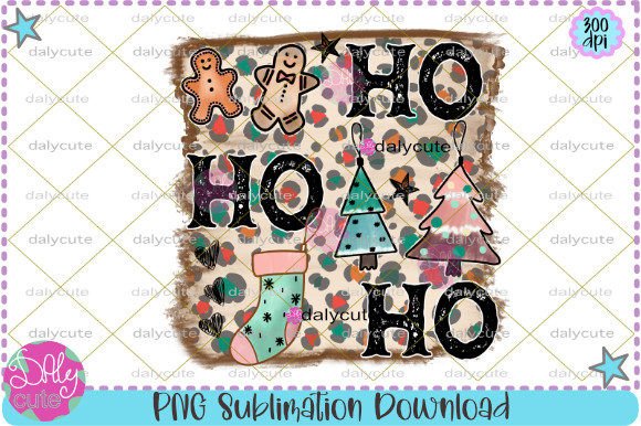 Ho Ho Ho Christmas Retro Sublimation for Illustrations
