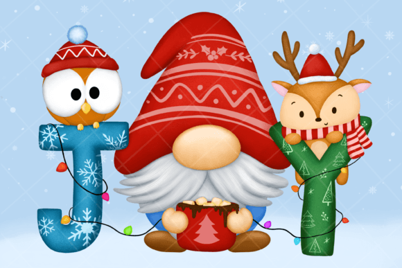 Joy Christmas Gnome Sublimation Clipart for Illustrations