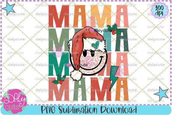 Mama Stacked Distressed Smiley Christmas: A Review of Illustrations for Holiday Branding
