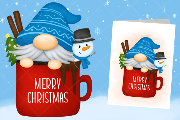 Merry Christmas Gnome Snowman Clipart for Illustrations