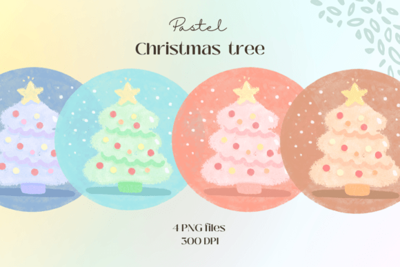 Pastel Christmas Tree Clipart for Modern Illustrations
