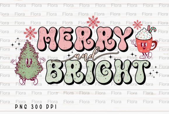 Retro Merry and Bright Christmas PNG: Seasonal Illustrations for Bloggers