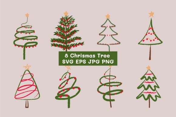 Set Christmas Tree SVG Review for Digital Illustrations